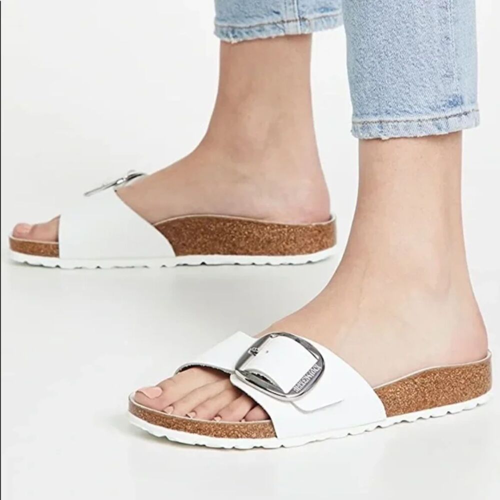 Birkenstock Madrid Big Buckle White Sandals US7-7.5 / EU 38 Medium Narrow